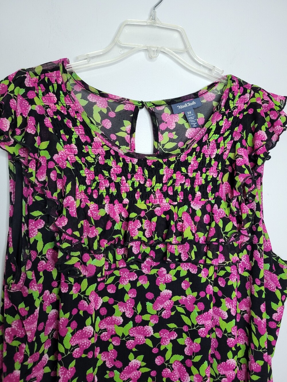 ModCloth Jam Packed on the Prairie Dress Size 2X Raspberry Ruffle - Picture 3 of 13